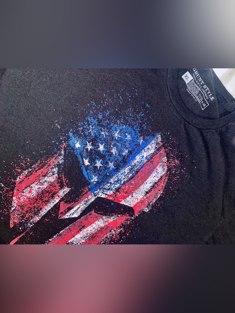 Grunt Style T Shirt American Flag Men’s XL Black 100% Cotton